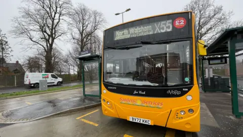 Shaun Whitmore The X55 bus at North Walsham bus station