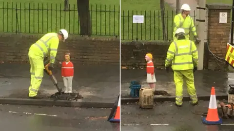 BBC Bollards being rotated