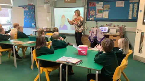 Elm Tree Primary School Ann Jillings teaching BSL to pupils