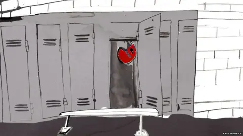 Katie Horwich Illustration of empty locker