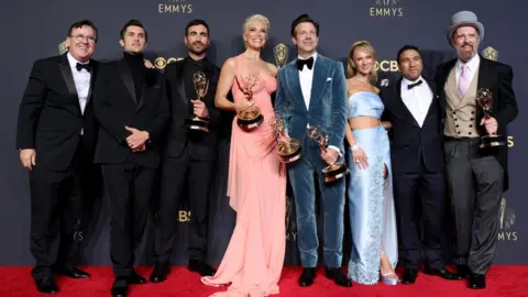 Rich Fury/Getty Images The cast at the Emmys