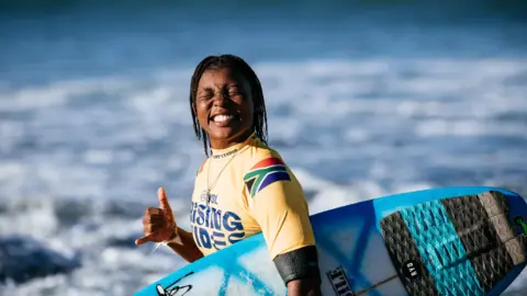 Getty Images A participant at the Corona Open J-Bay at Jeffreys Bay, Eastern Cape, South Africa - Monday 11 July 2022