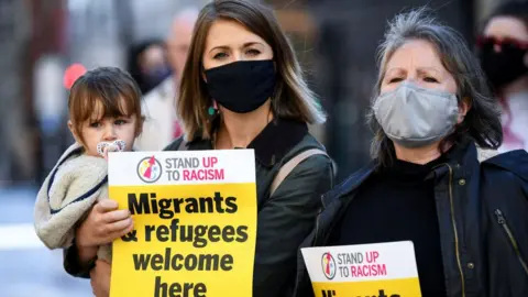 Getty Images Campaigners in Glasgow