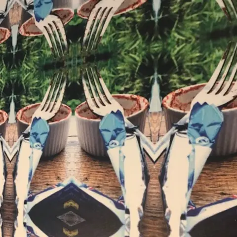 BBC On closer inspection, this bold design is a grubby fork and dish