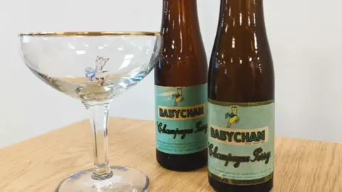 BCLM Babycham bottles and glass
