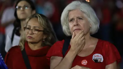 AFP/Getty Pro Lula demonstrators react to the Supreme Court proceedings