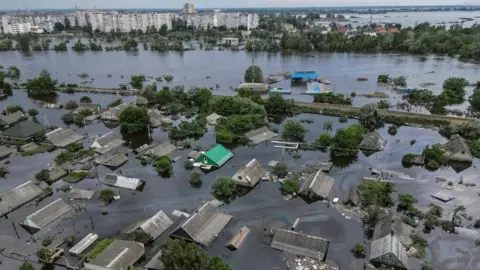 Reuters The Kherson area, after the Nova Kakhovka dam breached, amid Russia's attack on Ukraine