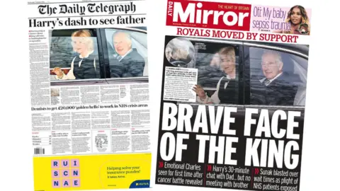 The Telegraph and the Mirror front pages