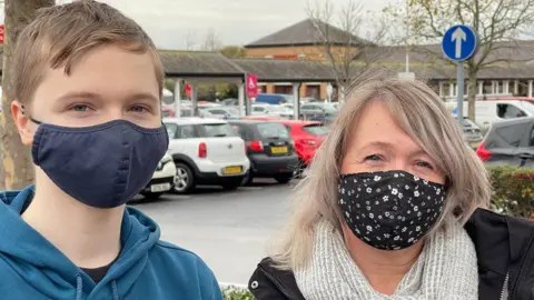 Jamie Niblock/BBC Christine Ford and son Jack, 17