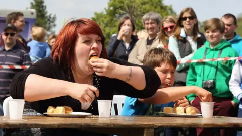 Helen & Stephen Jones Dorset knob eating