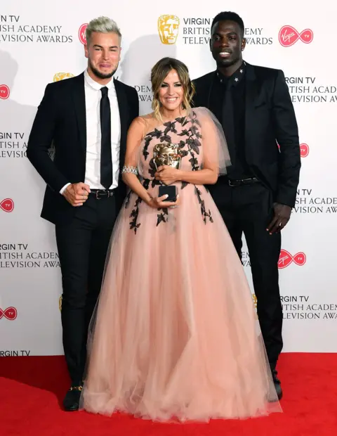 PA Chris Hughes, Caroline Flack and Marcel Somerville