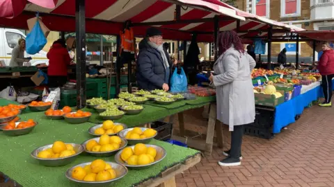 BBC Fruit and Veg trader at Northampton market