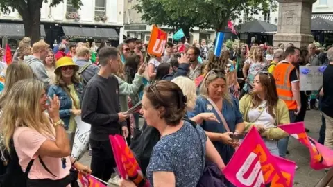 BBC Teachers striking in Jersey