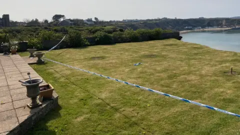 A garden that has partially fallen into the sea