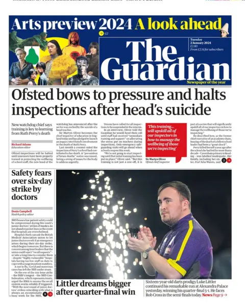 The Guardian front page, 2 January