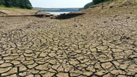 Getty Images Low water levels in Thruscross Reservoir