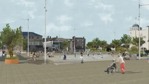 East Suffolk Counccil Artist impression of improvements to Royal Plain in Lowestoft