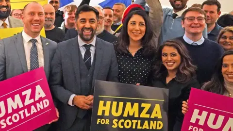 PA Media Humza Yousaf at his campaign launch