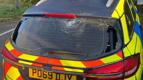 Lancashire Police Dog Unit broken rear windscreen