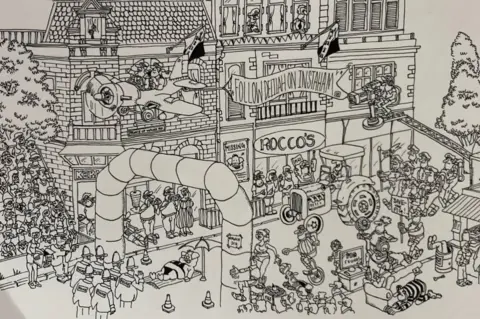 BBC Cartoon depicting sunbathing pig