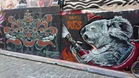 @AndrewGibbonsArt Street art painted in Melbourne's Hosier Lane