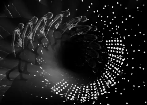 Getty Images A multiple exposure of a model walking on the runway during rehearsals for the Jasper Conran show 2013