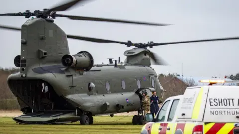 Eshott Airfield A Chinook helicopter refuelling