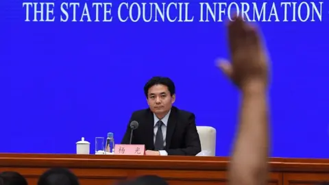 AFP Yang Guang, spokesperson for China's Hong Kong and Macau Affairs Office (HKMAO) of the State Council, attends a press conference in Beijing on September 3, 2019