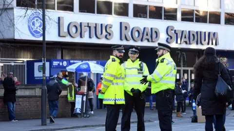 PA Police outside Loftus Road stadium