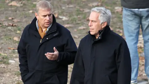 News Syndication Prince Andrew and Jeffrey Epstein walking through New York's Central Park