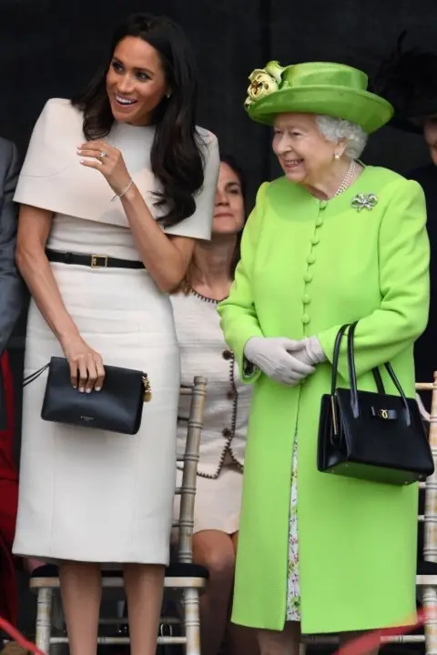 Getty Images The Queen and Duchess of Sussex during a ceremony to open the new Mersey Gateway Bridge
