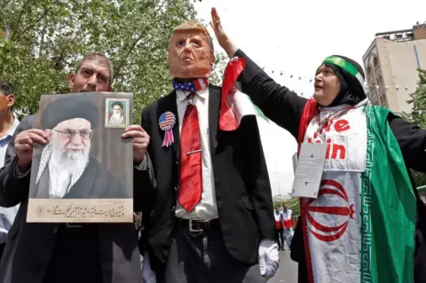 Getty Images An effigy of Mr Trump seen at a May 2019 rally in Tehran