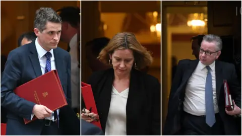 EPA/AFP/Getty Defence Secretary Gavin Williamson, Home Secretary Amber Rudd and Environment Secretary Michael Gove