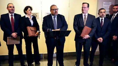 Getty Images Mr Bragg speaks after sentencing in the Trump Organisation tax fraud case last year