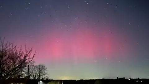 James Orme Northern lights photographed near Clare, in Suffolk