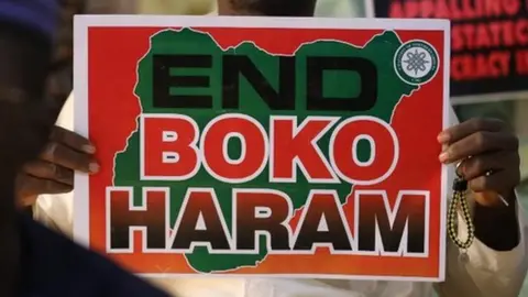 A man in Nigeria protesting against Boko Haram