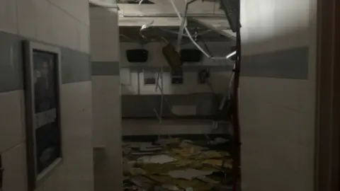 The Away Ends Toilets at Ashton Gate stadium in Bristol damaged