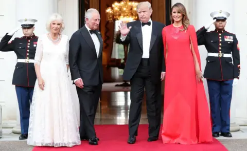 Getty Images The Prince of Wales and Duchess of Cornwall joined Mr and Mrs Trump for dinner at the US ambassador's residence in Regent's Park, London