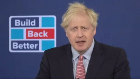 PA Media Boris Johnson giving his virtual conference speech