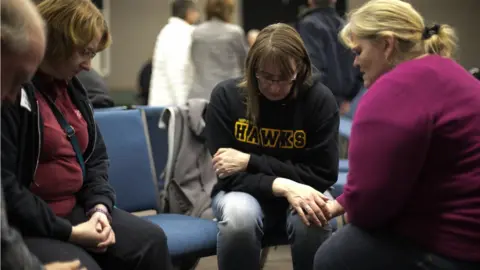 AFP/Getty Images Families, friends and supporters of the Humboldt hockey team gathered in Nipawin's Apostolic Church