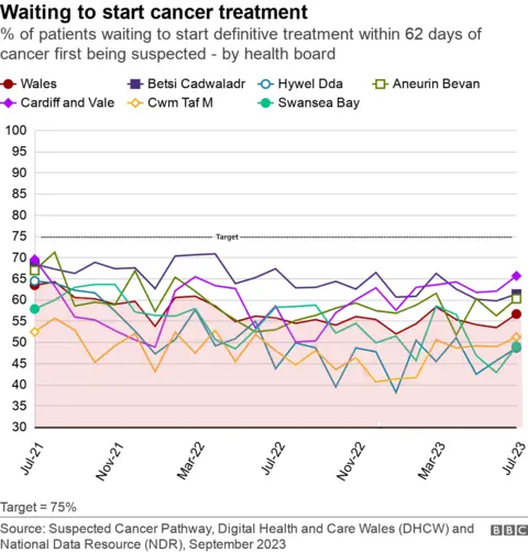 Cancer treatment waiting target chart