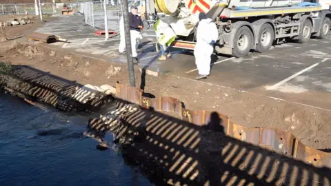 BBC Work on the sewerage pipe