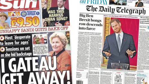 The Sun and Daily Telegraph front pages
