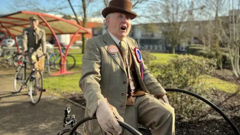 BBC Colin Bedford on a bik