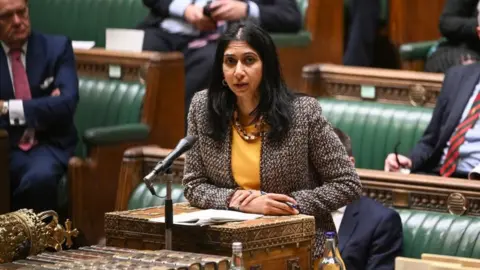 UK Parliament Home Secretary Suella Braverman making a statement to MPs in the House of Commons