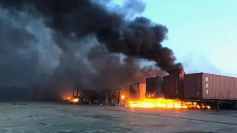 Cambridge Fire and Rescue Service Burnt trailers