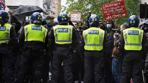 Getty Images Police at protest