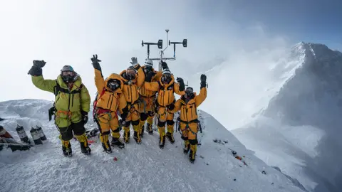 Mark Fisher/National Geographic Weather station on Everest