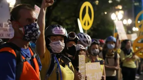 Reuters 'Wall of Moms' protesters in Portland, Oregon, on 21 July 2020