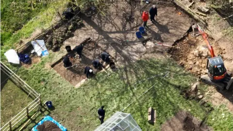 Peter MacDiarmid/Shutterstock Aerial view of farm in Stocking Pelham being searched by police